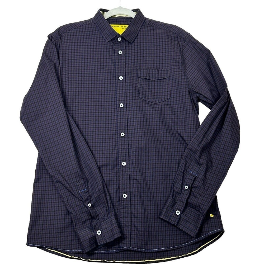 Descendant of Thieves Shirt Mens XL Purple Plaid Dres Ladro Button Down Casual - Picture 3 of 12